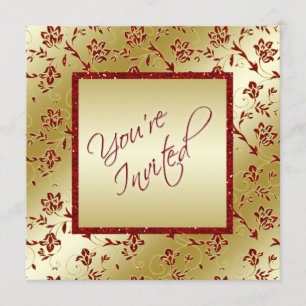 Glitter Wedding Gold en Red FAUX Kaart