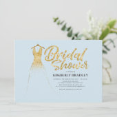 Glitter Wedding Gown Dusty Blue Vrijgezellenfeest Kaart (Staand voorkant)