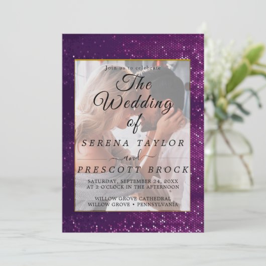 Glitter Wedding Uitnodiging (Staand voorkant)