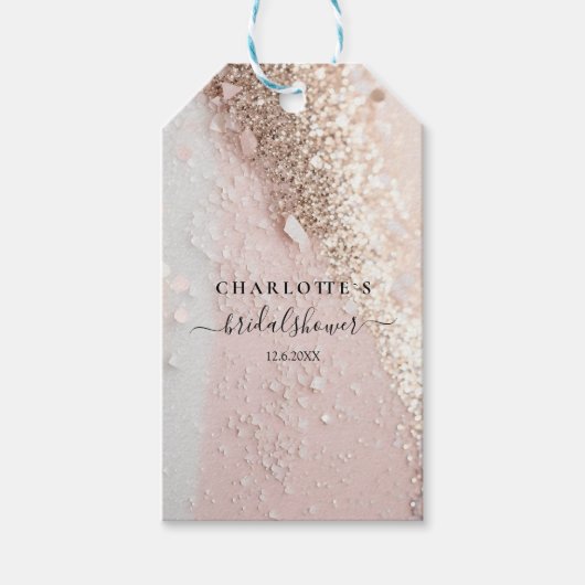 GLITTER WEDDING VRIJGEZELLENFEEST GIFT-LABELS CADEAULABEL (Voorkant)