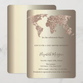 Glitter Wereldkaart Confetti Goud Baby shower Kaart (Voorkant / Achterkant)
