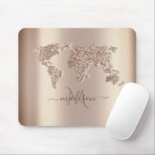Glitter Wereldkaart Reis Monogram Muismat (Met muis)