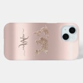 Glitter Wereldkaart Reis Roze Goud Monogram Case-Mate iPhone Case (Achterkant (horizontaal))