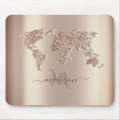 Glitter Wereldkaart Travel Monogram Muismat (Voorkant)