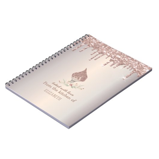Glitter Whisk Rose Gold Glitter Drips Bakery    Notitieboek (Linkerzijde)