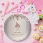 Glitter Whisk Rose Gold Glitter Drips Bakery Papieren Bordje (Feest)