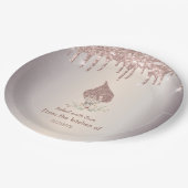 Glitter Whisk Rose Gold Glitter Drips Bakery Papieren Bordje (Gekanteld)