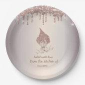 Glitter Whisk Rose Gold Glitter Drips Bakery    Papieren Bordje (Voorkant)