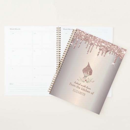 Glitter Whisk Rose Gold Glitter Drips Bakery Planner (Display)