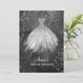 *~* Glitter White Bridal Dress Bridal Gown Shower Kaart (Staand voorkant)