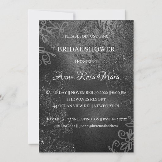 *~* Glitter White Bridal Dress Bridal Gown Shower Kaart (Achterkant)