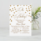 Glitter White en Gold baby shower nodigt u uit Kaart (Staand voorkant)