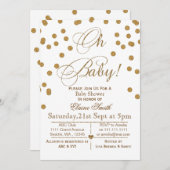 Glitter White en Gold baby shower nodigt u uit Kaart (Voorkant / Achterkant)