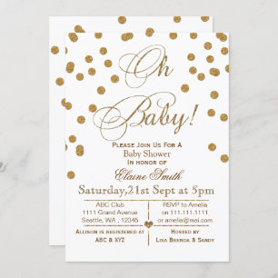 Glitter White en Gold baby shower nodigt u uit Kaart