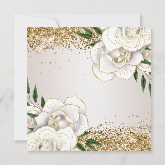 Glitter White Floral Glam Sweet Sixteen Kaart (Achterkant)