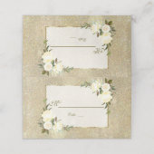 Glitter White Floral Wedal Table Number Plaatskaartje (Buitenkant ongevouwen)