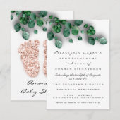 Glitter White Rose Green Baby shower Feet Kaart (Voorkant / Achterkant)