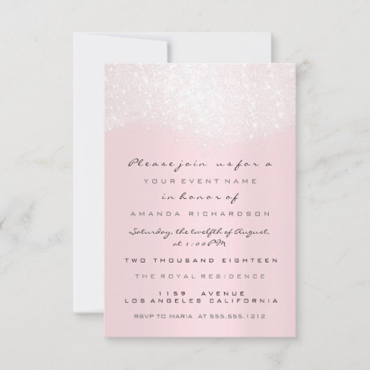 Glitter White roze Vrijgezellenfeest Sweet 16th Kaart (Voorkant)