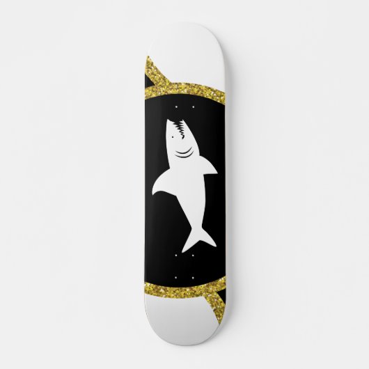 Glitter White Shark Skateboard (Voorkant)