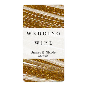 Glitter & White Sparkle Elegant Wine Labels
