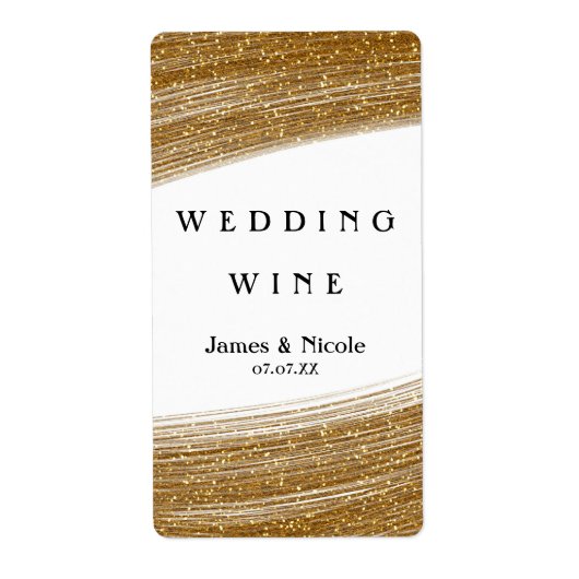Glitter & White Sparkle Elegant Wine Labels (Voorkant)