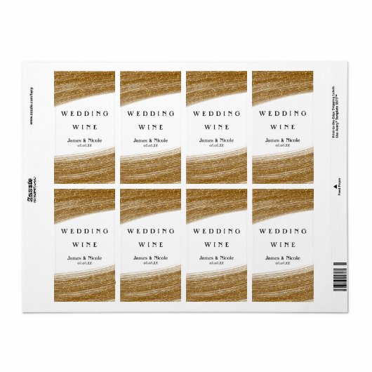 Glitter & White Sparkle Elegant Wine Labels (Full Sheet)