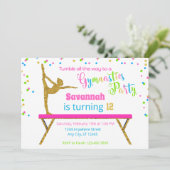 Glitter White Sparkle Gymnastics Birthday Kaart (Staand voorkant)
