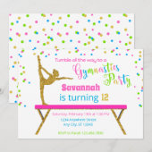 Glitter White Sparkle Gymnastics Birthday Kaart (Voorkant / Achterkant)