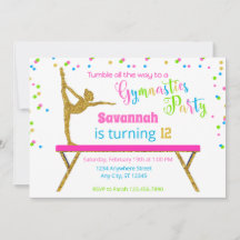 Glitter White Sparkle Gymnastics Birthday