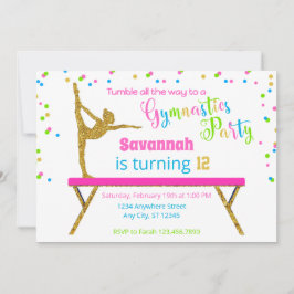Glitter White Sparkle Gymnastics Birthday Kaart