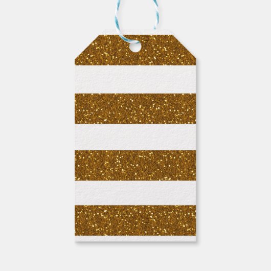 Glitter & White Stripes Chic Party Gift Label Cadeaulabel (Achterkant)