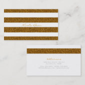 Glitter & White Stripes Glamour Visitekaartje (Voorkant / Achterkant)