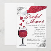 Glitter Wijn Bruids Douche Uitnodiging (Voorkant / Achterkant)