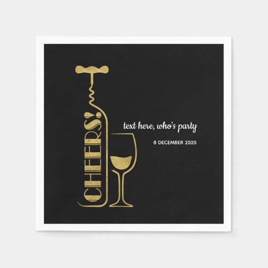 glitter, wijn, griesachtig, Cocktail Paper Napkins Servet (Voorkant)