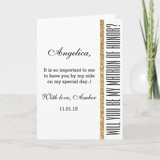Glitter Will You Be My Matron of Honor Invitation (Voorkant)