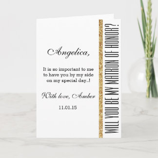 Glitter Will You Be My Matron of Honor Invitation