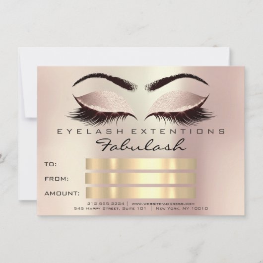 Glitter wimpers Goud Roze Make-up Certificaat Blus Kaart (Voorkant)