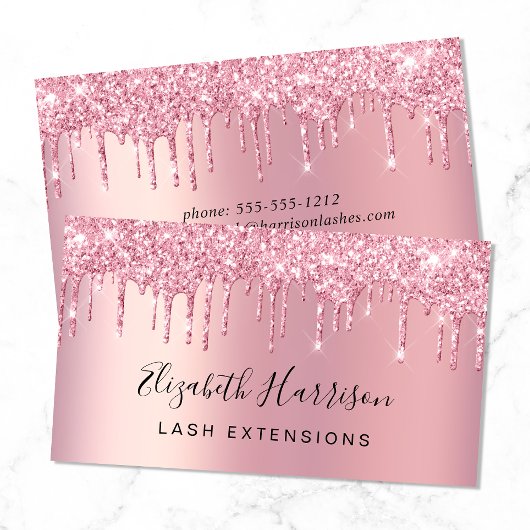 Glitter wimpers roze visitekaartje