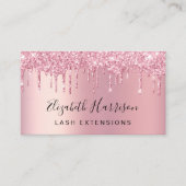 Glitter wimpers roze visitekaartje (Voorkant)
