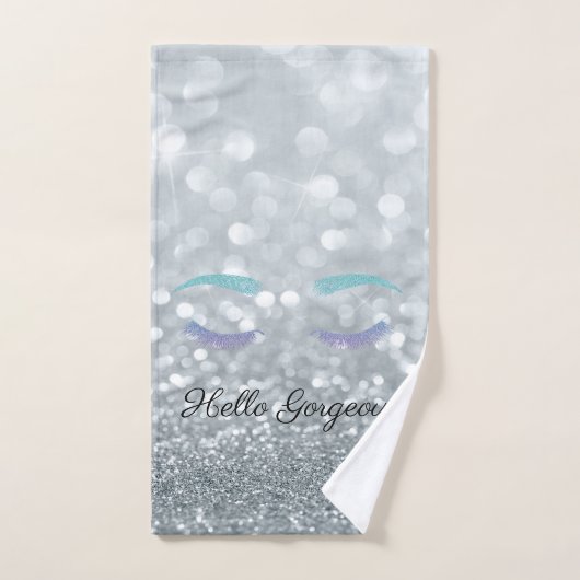 Glitter Wimpers Zilver Glitter Bokeh Bad Handdoek (Handdoek)