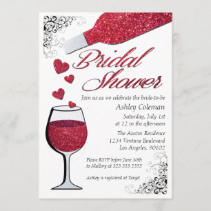Glitter Wine Bridal Shower Kaart