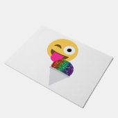 glitter wink emoji deur mat doormat (Schuin)