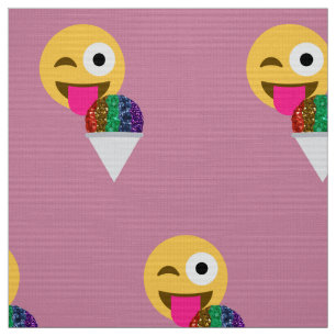 glitter wink emoji fabric stof