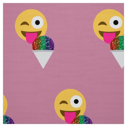 glitter wink emoji fabric stof (Swatch)
