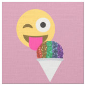 glitter wink emoji fabric stof (Close Up)