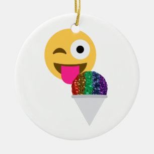 glitter wink emoji keramisch ornament