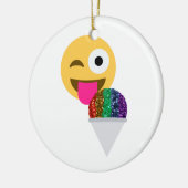 glitter wink emoji keramisch ornament (Links)
