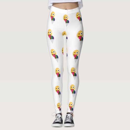 glitter wink emoji leggings (Voorkant)