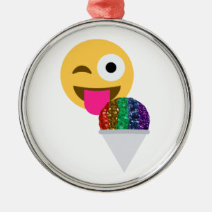 glitter wink emoji metalen ornament