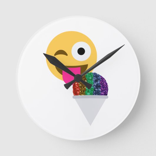 glitter wink emoji ronde klok (Voorkant)